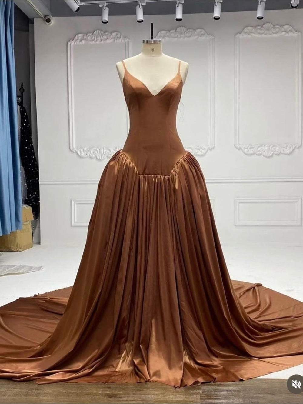 Elegant Satin Brown Ball Gown Dress extra shipping because of dress weight